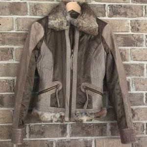 Cache Rabbit Fur Leather Jacket